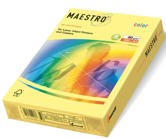 Fotokopirni papir u boji za printanje MAESTRO COLOR PASTEL A4  80 g/m2 500l YE23 žuta