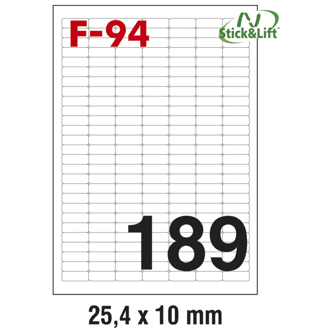 Etikete  25,4 x  10 mm bijele odljepljive FORNAX F-94 18900/1 (100L)