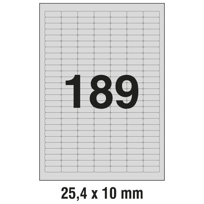 10139 Etikete  25,4 x  10 mm srebrne polyester ZWECKFORM L6008 3780/1 (20l)