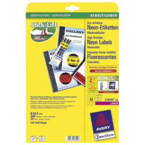 Etikete okrugle ¤  63,5mm neon crvene ZWECKFORM 7670R  300/1