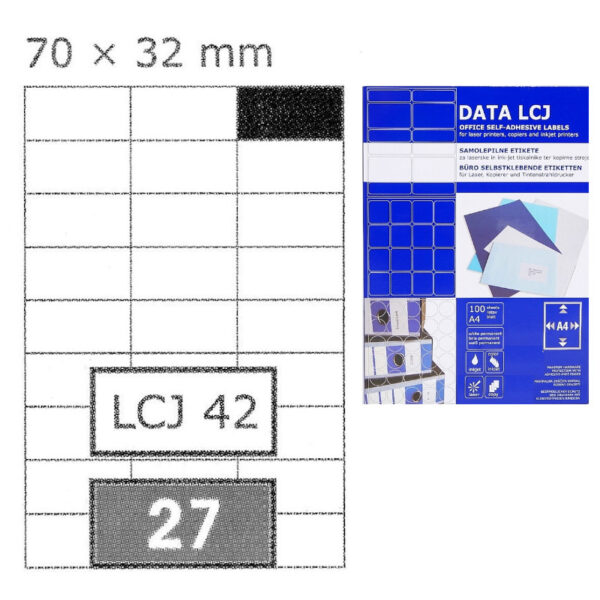 Etikete  70 x  32 mm bijele DATA LCJ 2700/1 (100l)
