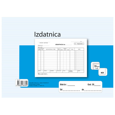 Obrazac IZDATNICA A5 A-17/NCR 3x50 listova