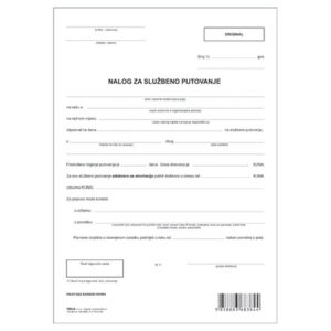 Obrazac NALOG ZA SLUŽBENO PUTOVANJE A-210/NCR