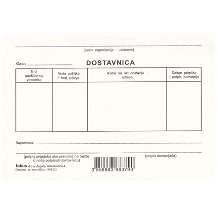 10564 Obrazac DOSTAVNICA II-6