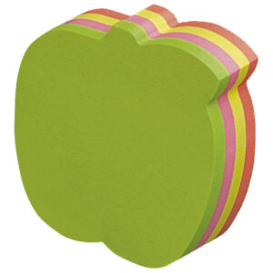 Samoljepljivi listići   70x70mm  200/1  oblik JABUKA neon boje GLOBAL 5830-39