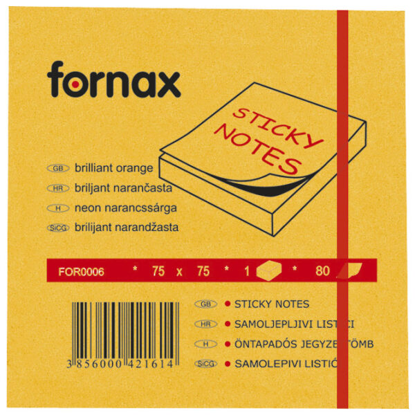 Samoljepljivi listići   75x75mm   80/1  neon narančasti  FORNAX
