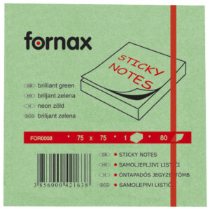 Samoljepljivi listići   75x75mm   80/1  neon zeleni FORNAX