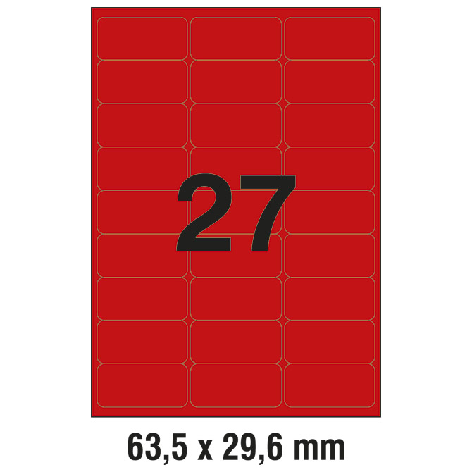 10969-1 Etikete  63,5 x  29,6 mm neon crvene ZWECKFORM 6003-25  675/1 (25l)