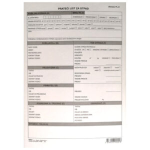 Obrazac PRATEĆI LIST ZA OTPAD A-824 PL-O set 100/1
