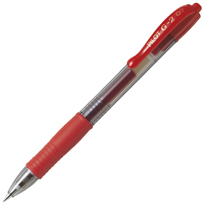 Roler  0,7 mm PILOT BL-G2-7 gel grip crveni