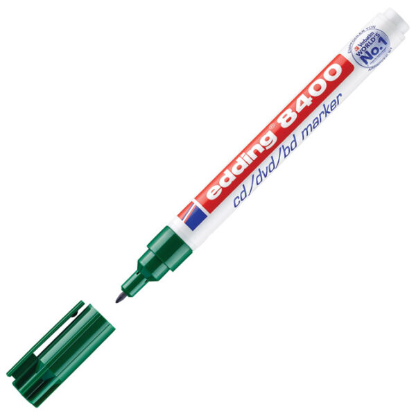 Flomaster permanentni za CD/DVD  0,5-1 mm EDDING 8400 zeleni