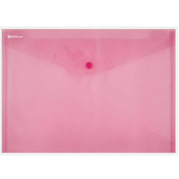 Fascikl PP s gumbom u obliku kuverte A4 DONAU 8544001PL-04 prozirno crveni