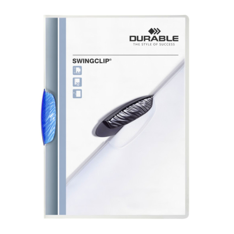 Fascikl PP sa zatvaračem A4 1-30L DURABLE 2260 Swingclip plavi klip