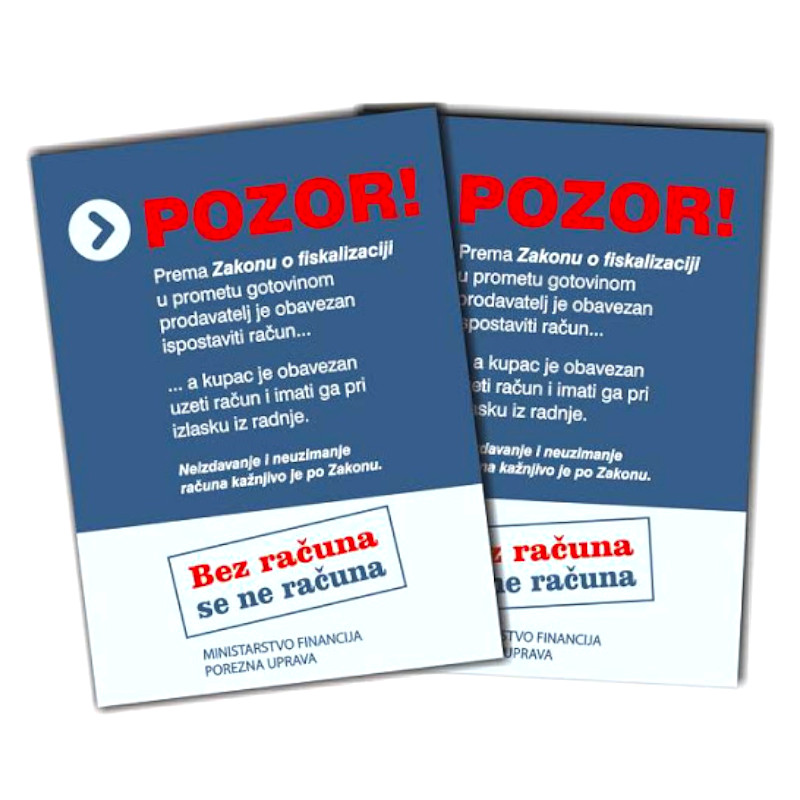 Naljepnica za fiskalizaciju IX-412M (BEZ RAČUNA SE NE RAČUNA) 50x70mm