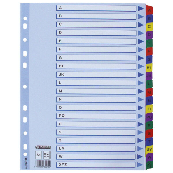 Pregrade kartonske A-Z A4 ESSELTE 100166 razne boje