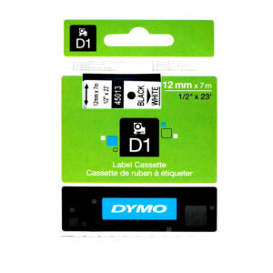Vrpca 12mm x 7m DYMO D1 crni tekst/bijela vrpca
