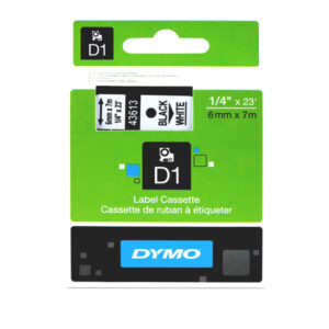 Vrpca   6mm x 7m DYMO D1 crni tekst/bijela vrpca