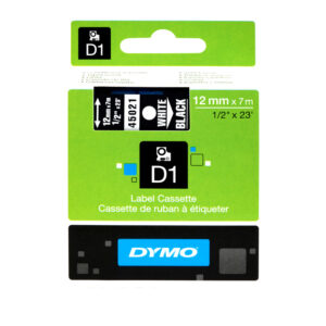 Vrpca 12mm x 7m DYMO D1 bijeli tekst/crna vrpca