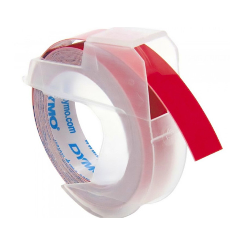 Vrpca   9mm x 3m DYMO 3D bijeli tekst/crvena vrpca