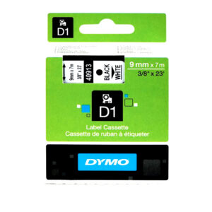 Vrpca   9mm x 7m DYMO D1 crni tekst/bijela vrpca