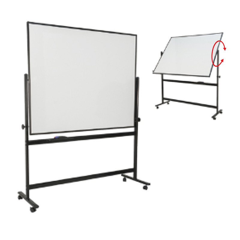Ploča magnetna na stalku s kotačima 240x120cm aluminijski okvir dvostrana bijela