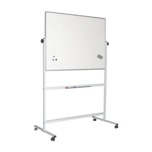 Ploča magnetna na stalku s kotačima 150x120cm aluminijski okvir dvostrana bijela
