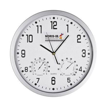 Sat zidni fi 35 cm s vlagomjerom i termometrom bijeli
