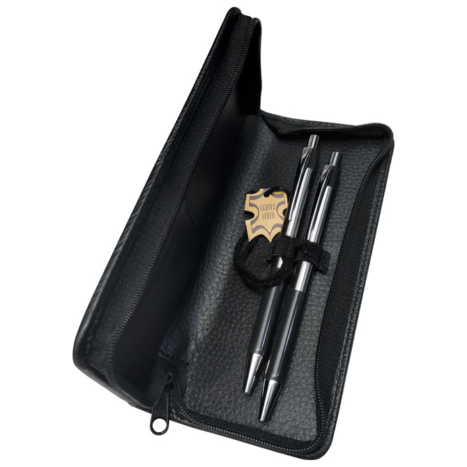 62759 Poklon set 1 kemijska i tehnička olovka PENAC srebrna (kožni etui)