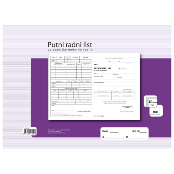 Obrazac PUTNI RADNI LIST za teretno vozilo F-26/NCR