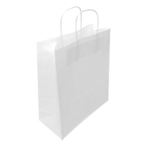 50160 Vrećica za poklone natron 220x310x100 mm bijela 50/1 pletene ručke
