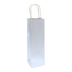 50183 Vrećica za poklone natron za bocu 140x380x80 mm bijela 50/1 pletene ručke