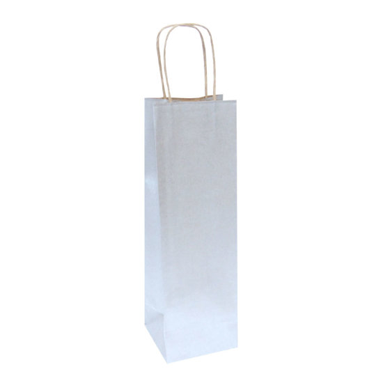 50183 Vrećica za poklone natron za bocu 140x380x80 mm bijela 50/1 pletene ručke