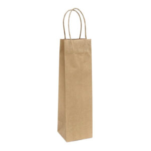 50184 Vrećica za poklone natron za bocu 140x380x80 mm smeđa 50/1 pletene ručke