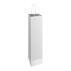 50185 Vrećica za poklone sjajna plastificirana za bocu 130x400x80 mm bijela