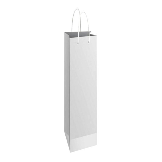 50185 Vrećica za poklone sjajna plastificirana za bocu 130x400x80 mm bijela