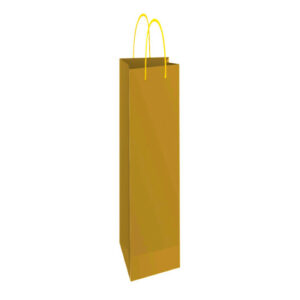 50190 Vrećica za poklone sjajna plastificirana za bocu 130x400x80 mm zlatna