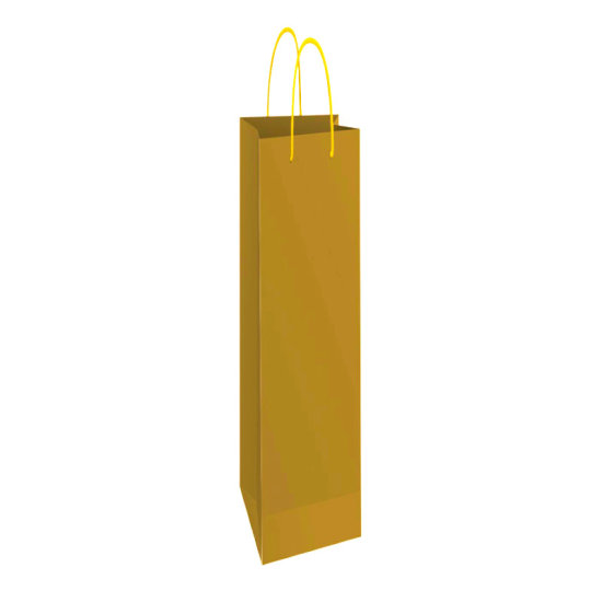 50190 Vrećica za poklone sjajna plastificirana za bocu 130x400x80 mm zlatna