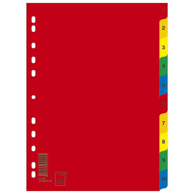 25070-1 Pregrade PVC brojevi 1-10 A4 Donau 7712095PL-99 5 boja