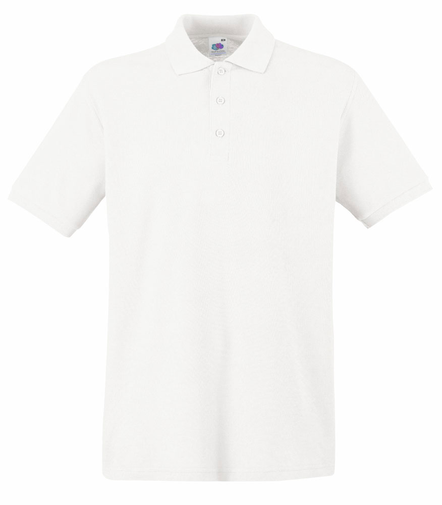 60509 Majica pamučna FRUIT of the LOOM, muška Polo Premium 170g bijela, vel.XL