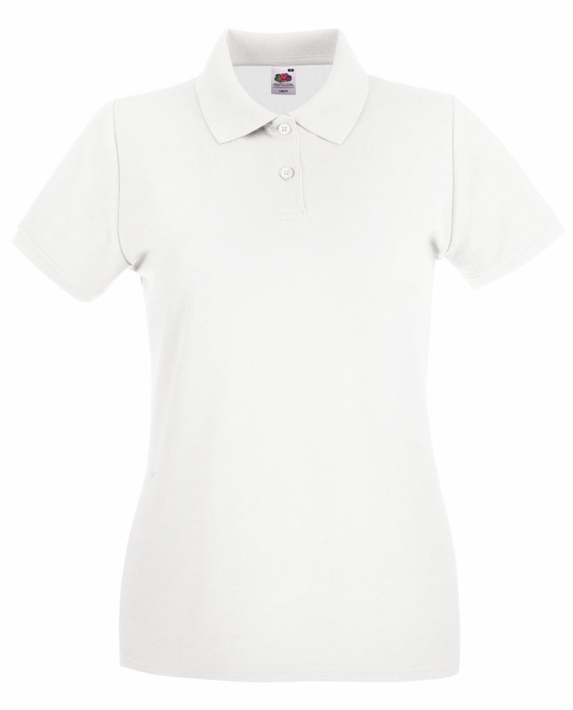 60515 Majica pamučna FRUIT of the LOOM ženska Polo Lady-fit Premium 170g bijela vel.S
