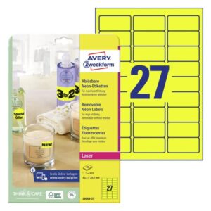 10970 Etikete  63,5 x  29,6 mm neon žute ZWECKFORM 6004-25 675/1 (25l)