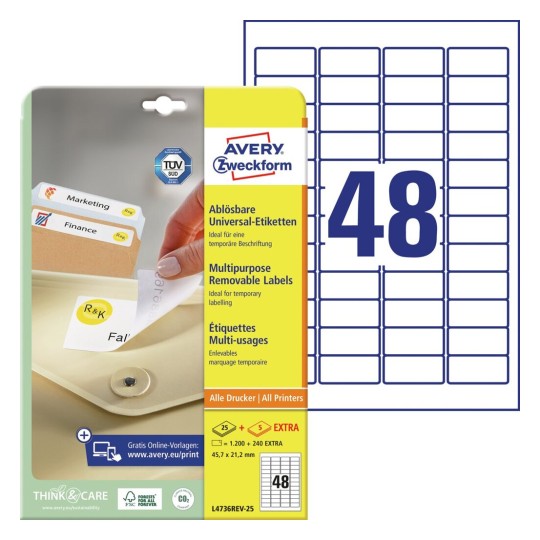 10968 Etikete  45,7 x  21,2 mm odljepljive bijele ZWECKFORM 4736 1200/1 (25l)