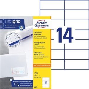 10480 Etikete 105 x  42,3 mm bijele ZWECKFORM 3653 1400/1 (100l)