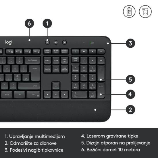 35076 Tipkovnica bežična + miš LOGITECH MK545, crna