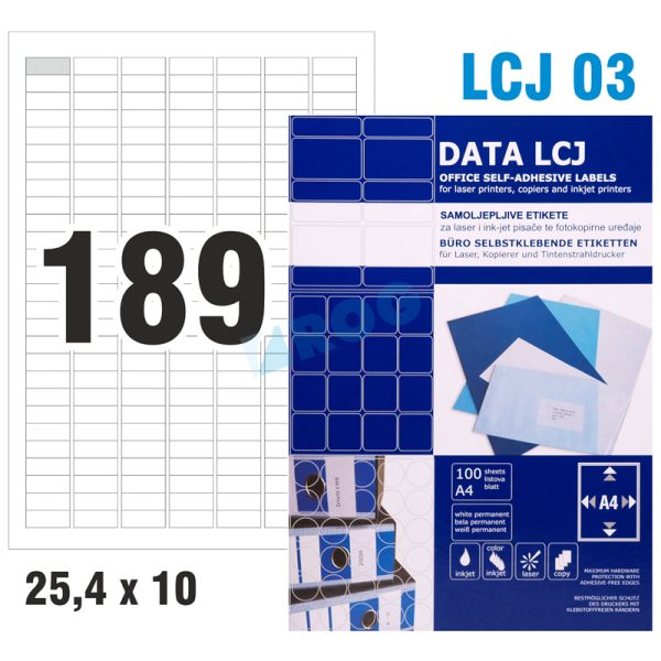 19096-5 Etikete  25,4 x  10 mm bijele DATA LCJ ILK 18900/1 (100L)