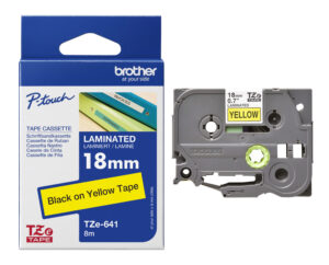 41008-1 Vrpca 18mm x 8m BROTHER TZE641 crni ispis/žuta vrpca
