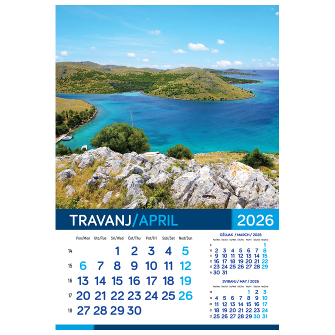 37877-1 Kalendar zidni - "More 2026" 13 listova, spirala