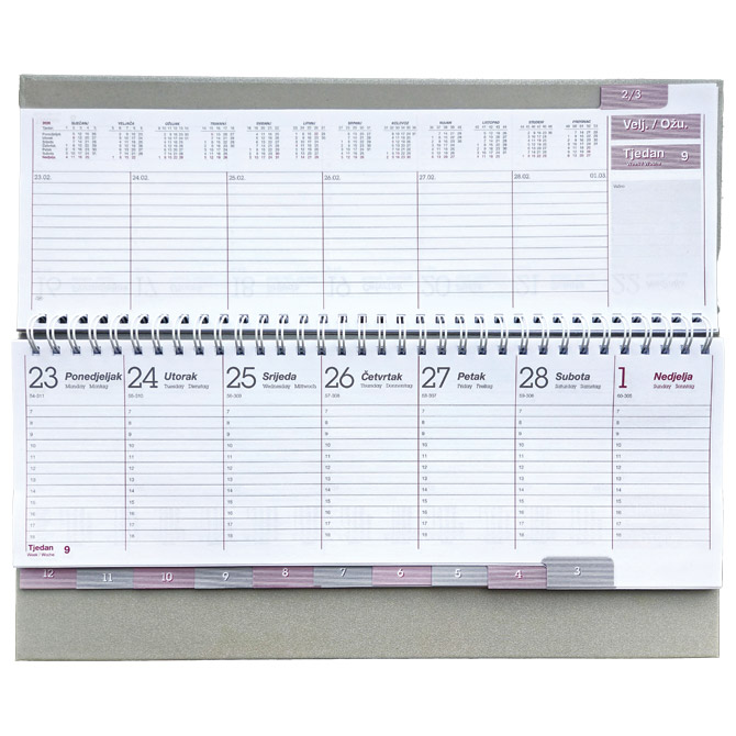 38100 Planer stolni tjedni 2026. spirala crni