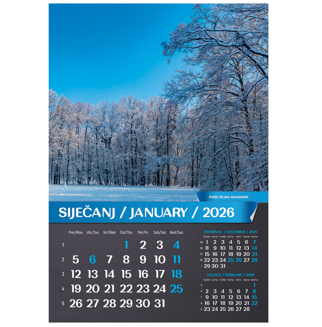 37877 Kalendar zidni - HRVATSKI PEJZAŽI 2025, 13L spirala