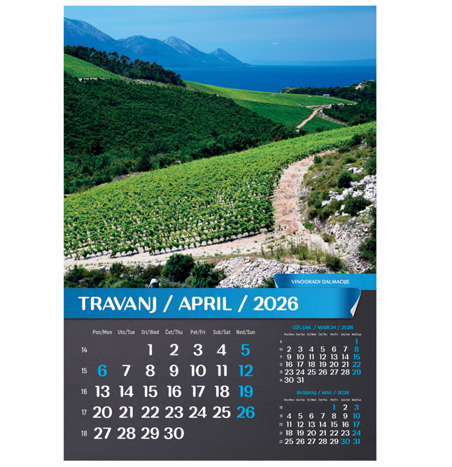 37877 Kalendar zidni - HRVATSKI PEJZAŽI 2025, 13L spirala